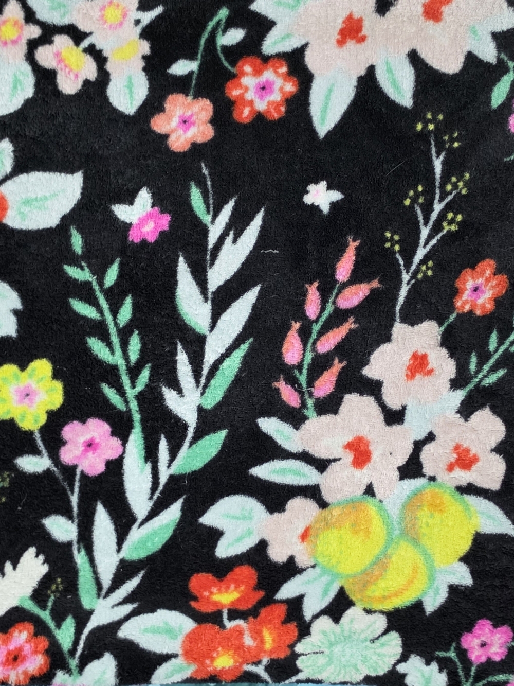 Vera Bradley Tangerine Twist Black Plush Floral Throw Blanket 50x80 Green Orange